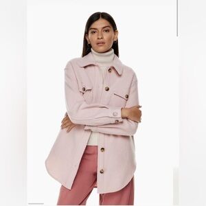 Aritzia Wilfred Free The Ganna™ Light Pink Relaxed Merino Wool Shirt Jacket Sz S